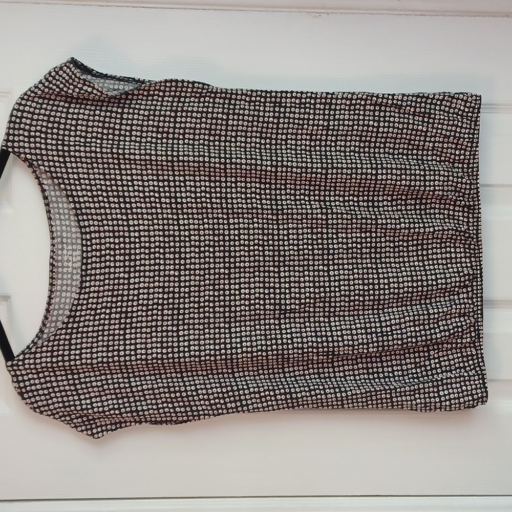 LOFT Blouse Black Polka Dot Knit  Medium Petite